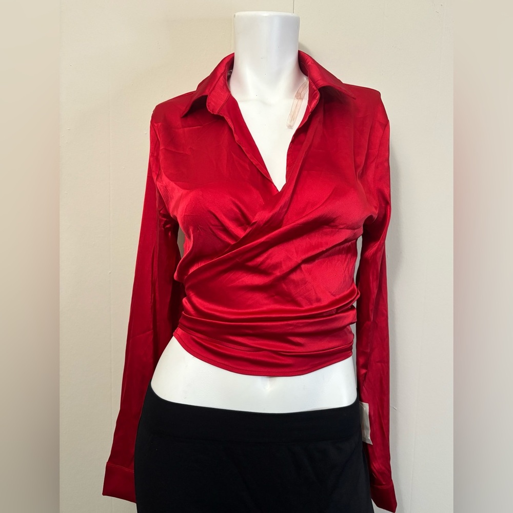 Windsor Red Satin Blouse Shirt